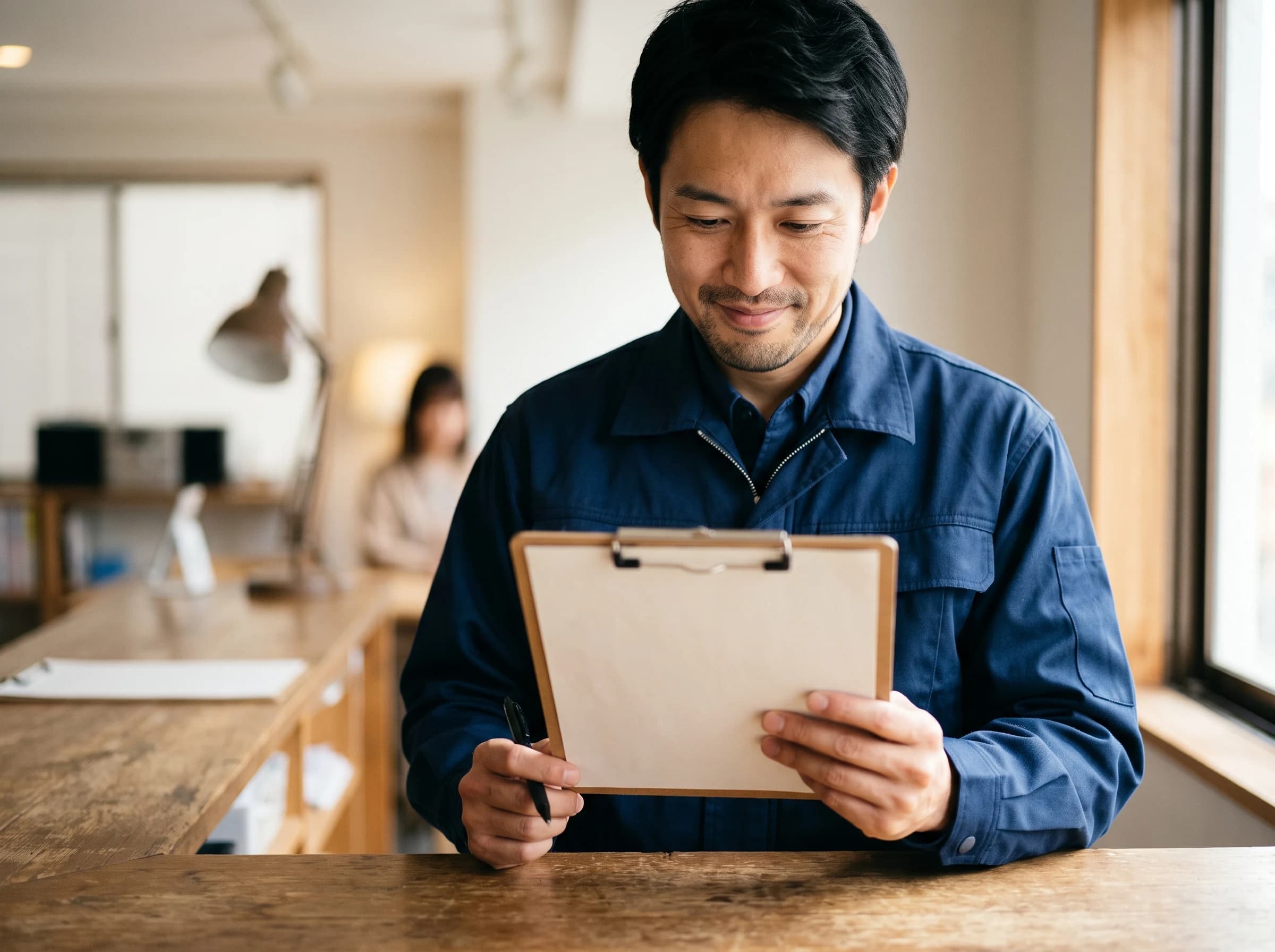 受付でご依頼内容を確認するスタッフ